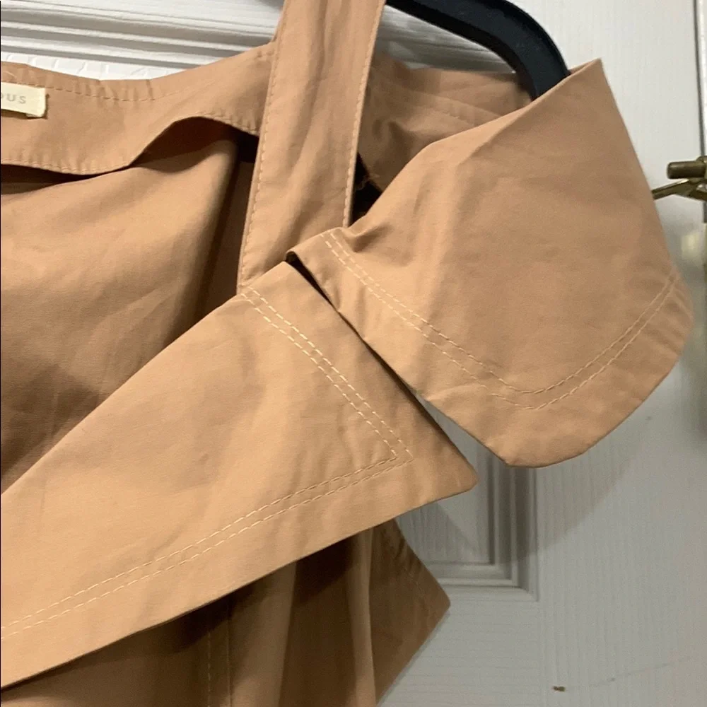 Elegant Tan Off-Shoulder Dress by Hot and Delicious - Picture 7 of 10